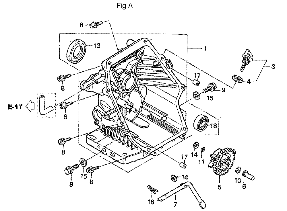 Fig-1 Diagram and Parts List for GC190A Type QEAF Honda Engine