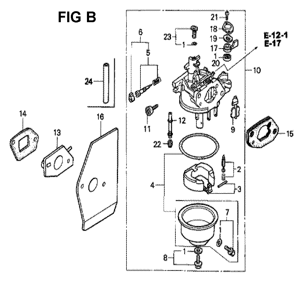 Fig-7 Diagram and Parts List for GXV160K1 Type N426 Honda Engine