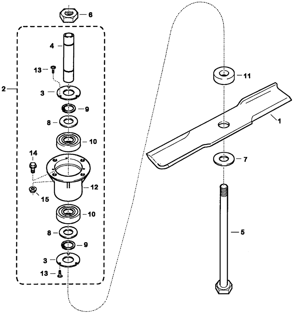 Blade Spindle Diagram and Parts List for CD7048K1CCD1 (Type  48)(CCD1-2000001 - 9999999) Honda Lawn Tractor Accessories