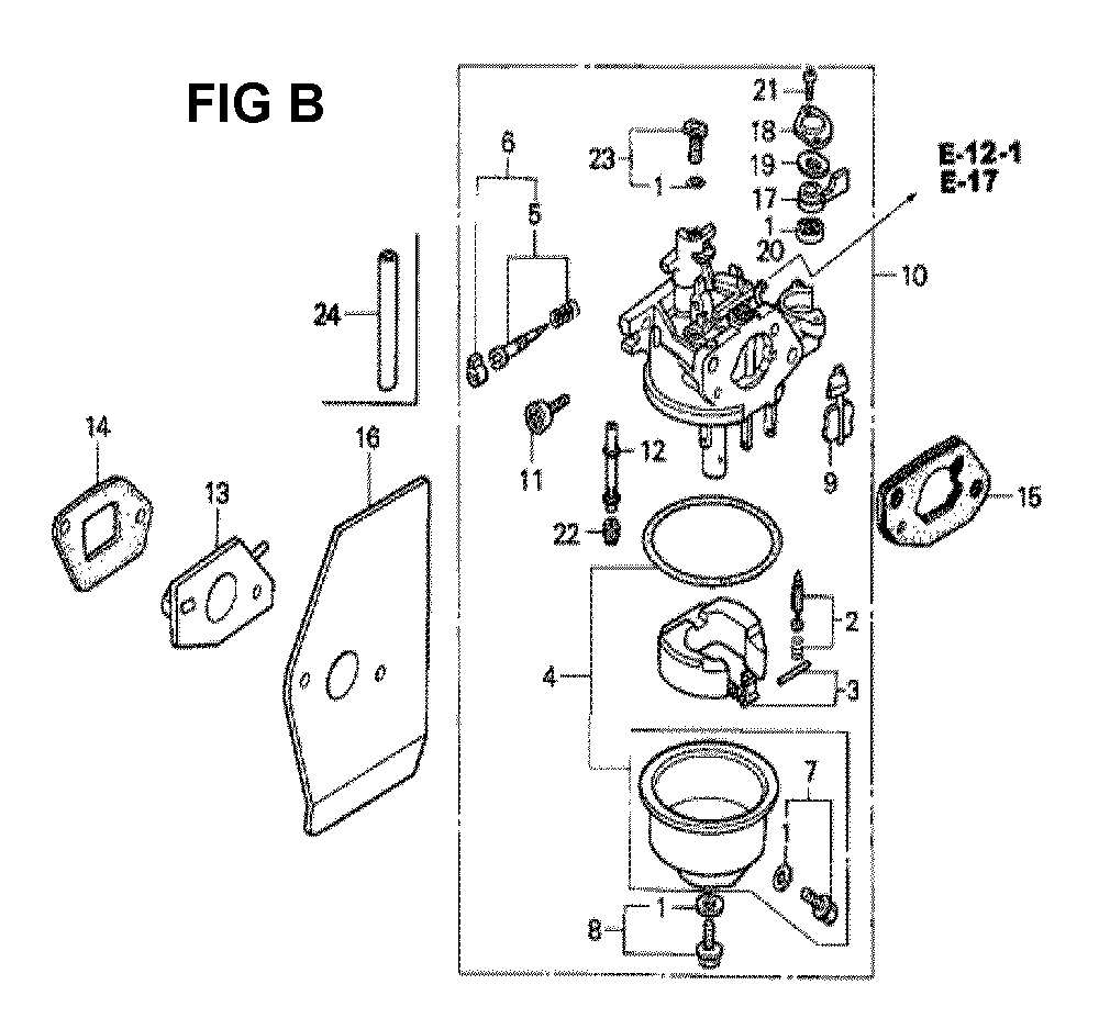 Fig-6 Diagram and Parts List for GXV160K1 Type N5 Honda Engine