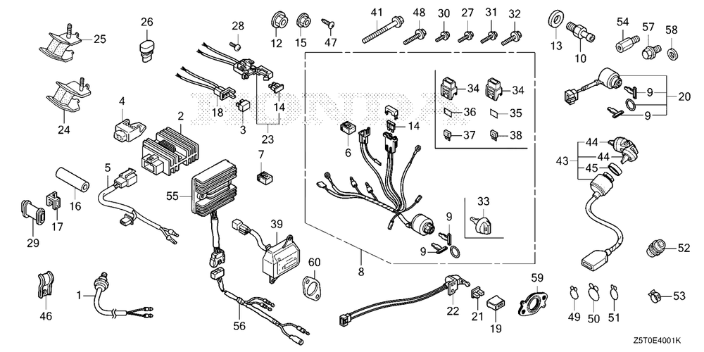 Other Parts (Combination Switch) Diagram and Parts List for GX390UT2 (Type  QZME/A)(GCBCT-3000001 - 9999999) Honda Engine