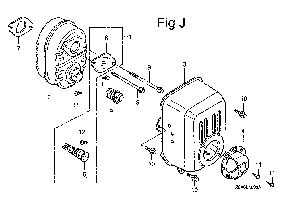 Fig-10 Diagram and Parts List for GC160LA Type QHA2 Honda Engine