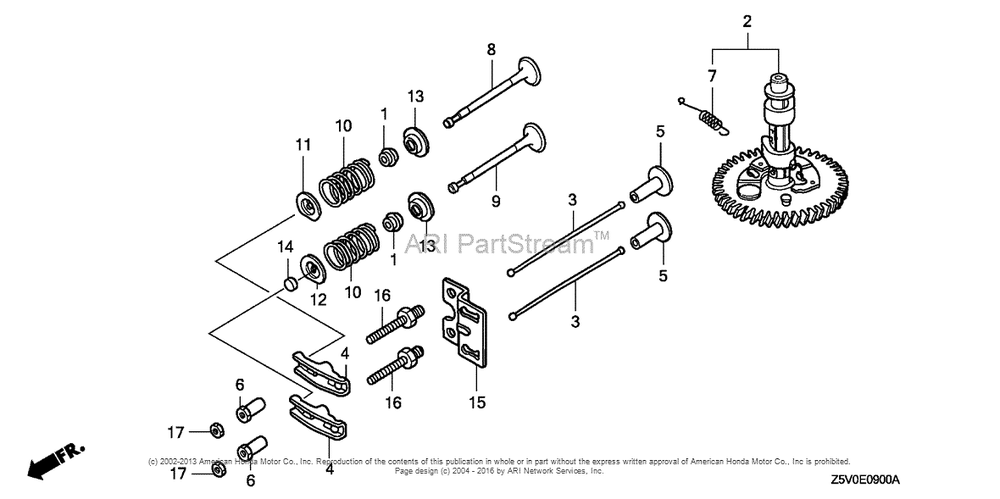 Camshaft Diagram and Parts List for GXV390RT1 (typeDA23)(GJADT-1000001) Honda Engine