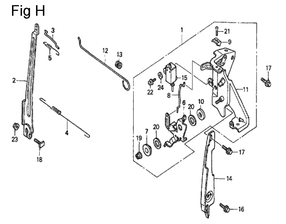 Fig-8 Diagram and Parts List for GC190A Type QHE5 Honda Engine