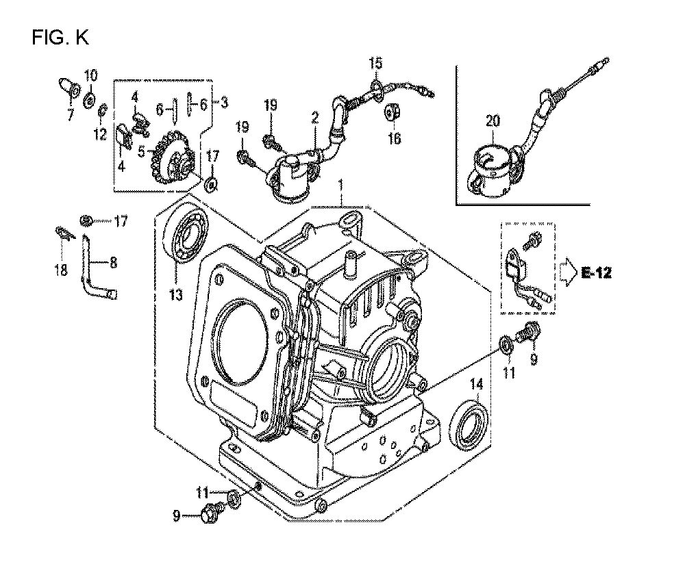 Fig-11 Diagram and Parts List for GX120T1 Type QX26 Honda Engine