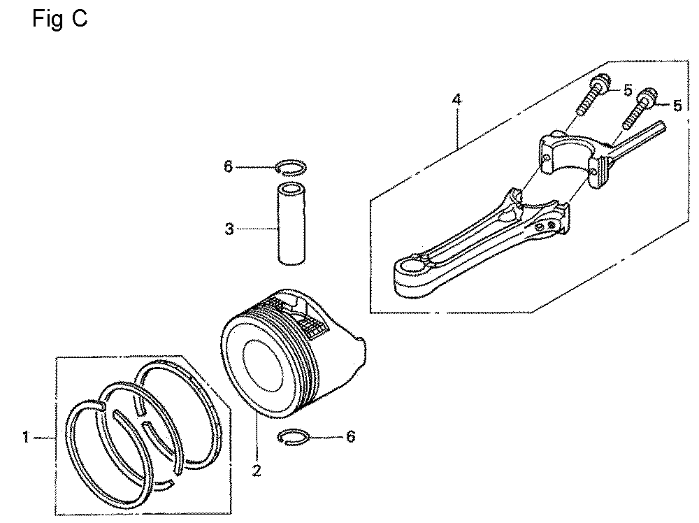 Fig-3 Diagram and Parts List for GSV190A Type A1AF Honda Engine