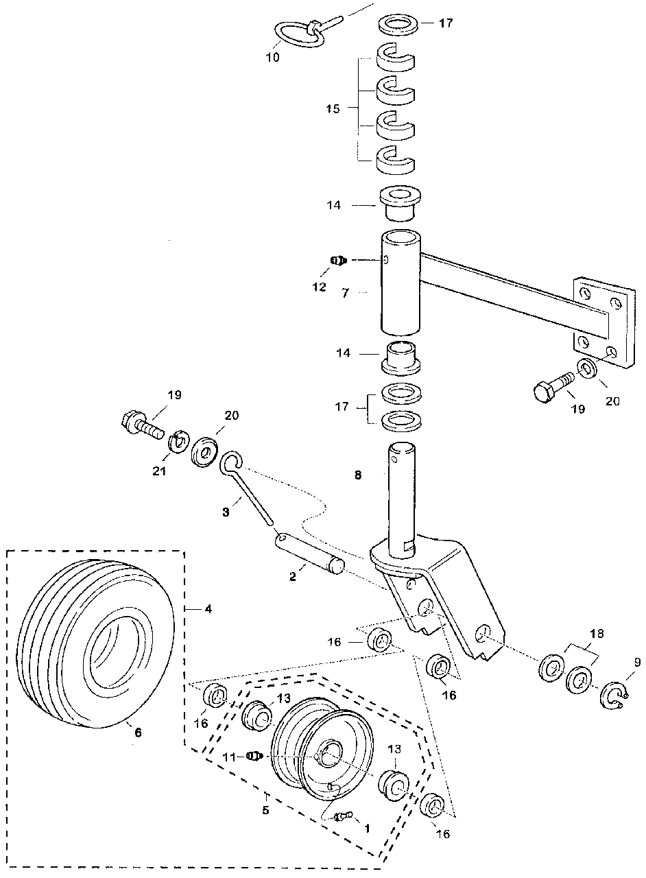 Front Caster Diagram and Parts List for CD7052CCD3 (Type  52)(CCD3-1000001 - 9999999) Honda Lawn Tractor Accessories