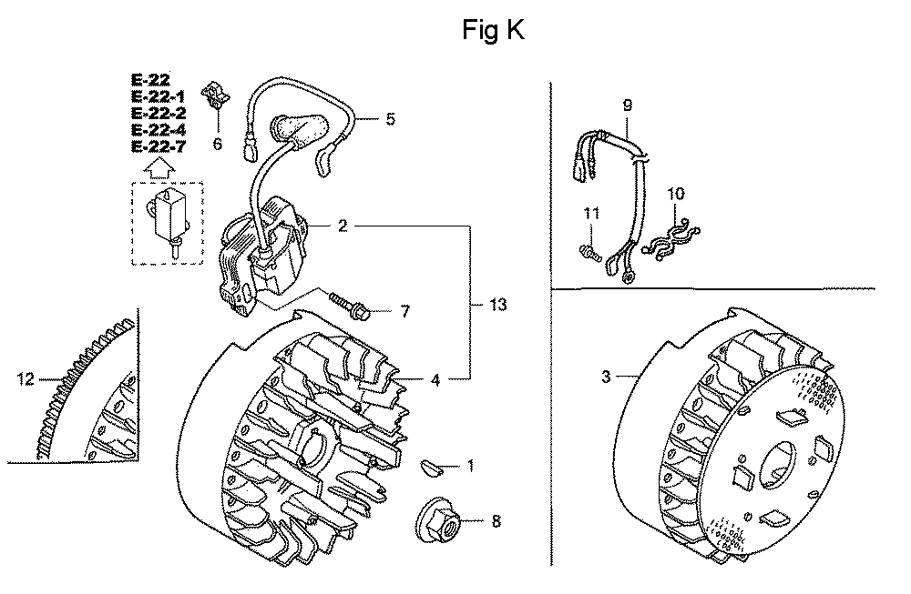 Fig-11 Diagram and Parts List for GC160 Type VXA Honda Engine