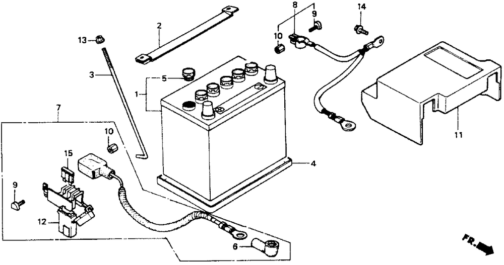 Battery Diagram and Parts List for HT-R3811 (Type  SA)(MABT-5000001 - 9999999) Honda Lawn Mower