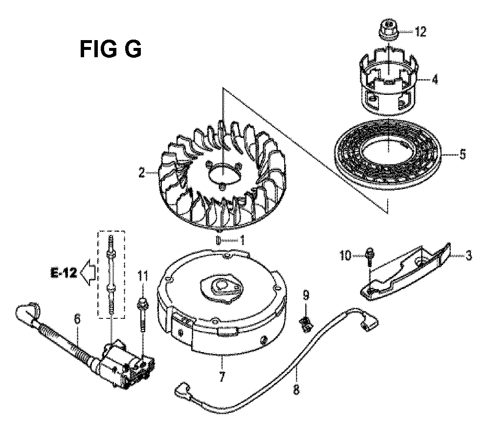 Fig-7 Diagram and Parts List for GCV190LA Type SBA Honda Engine
