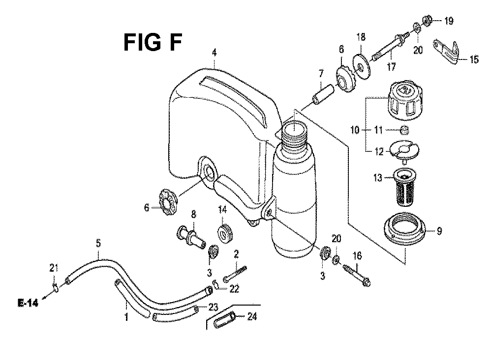 Fig-6 Diagram and Parts List for GXV160H2 Type N45 Honda Engine
