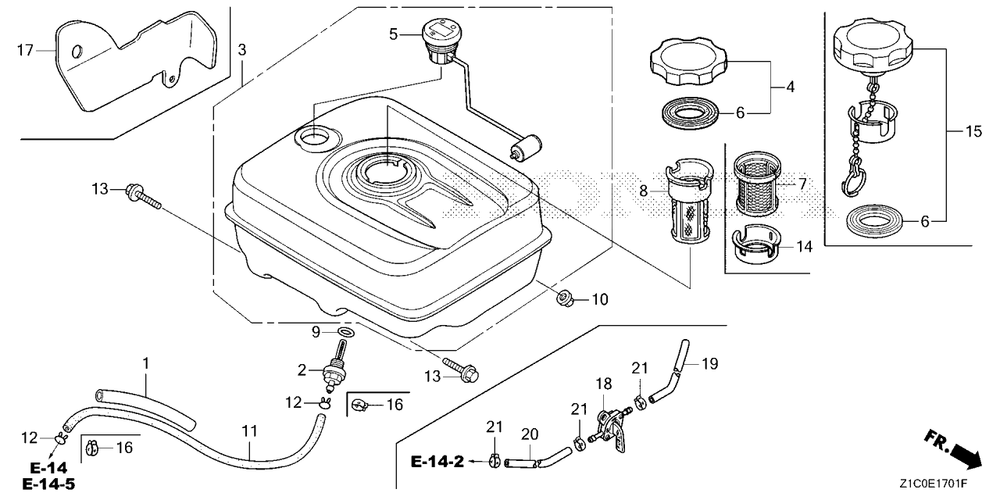 Fuel Tank (2) Diagram and Parts List for GX390UT2 (Type  SCC/B)(GCBCT-1000001 - 3485996) Honda Engine