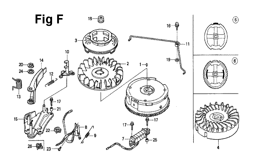 Fig-4 Diagram and Parts List for GXV120 Type P Honda Engine