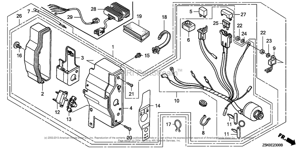 Control Box (1) Diagram and Parts List for GX270UT2 (typePAE2)(GCBGT-1000001) Honda Engine