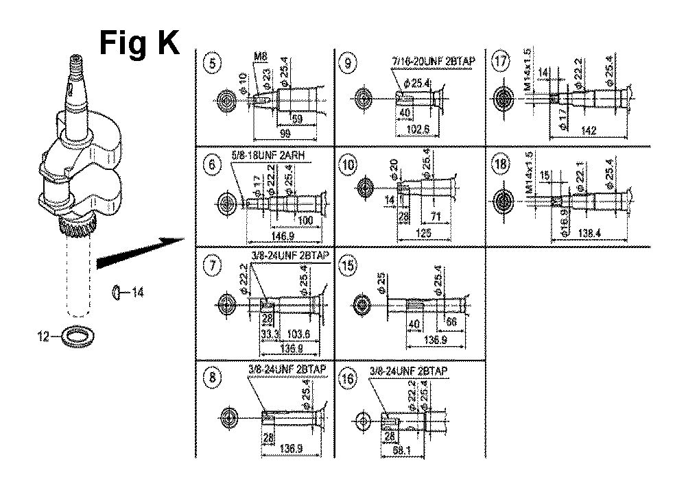 Fig-12 Diagram and Parts List for GXV160UH2 Type N45 Honda Engine