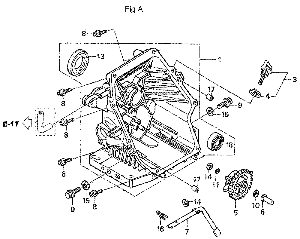 Fig-1 Diagram and Parts List for GC190A Type QHA1 Honda Engine