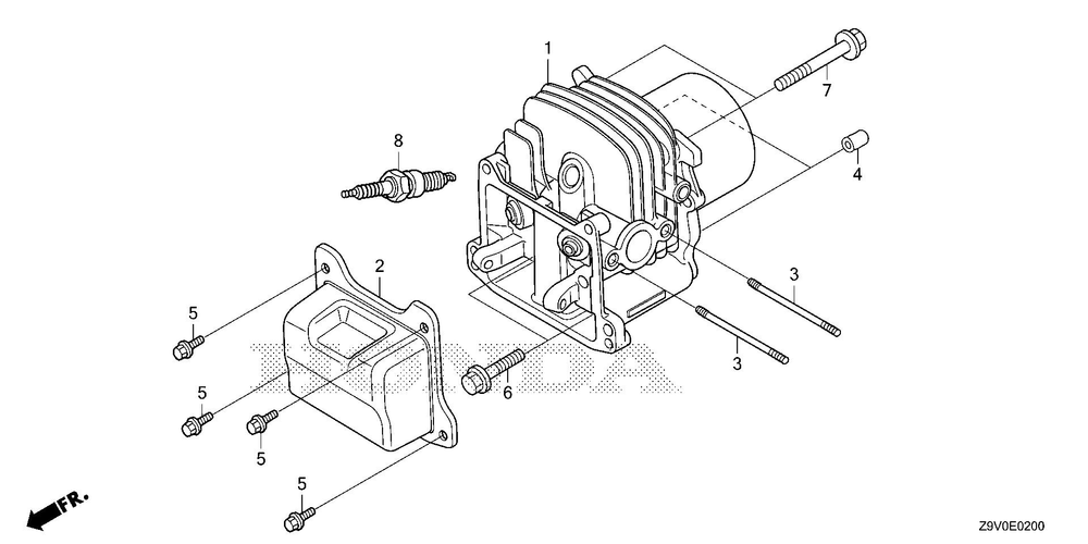 Cylinder Head Diagram and Parts List for GCV200LA (Type G5BR)(GJAVA-1000001-9999999) Honda Engine