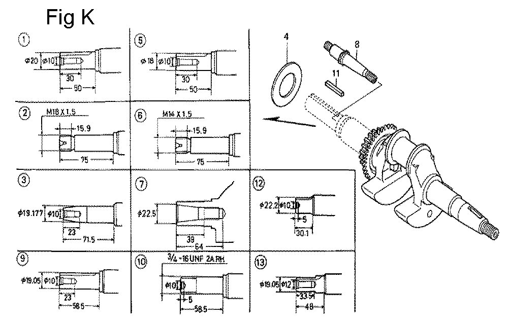 Fig-11 Diagram and Parts List for GC160 Type SHE5 Honda Engine