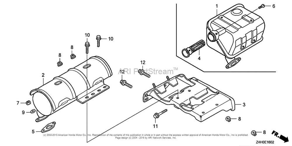 Muffler (3) Diagram and Parts List for GX120UT1 (typeKRSB)(GCAGT-1000001) Honda Engine