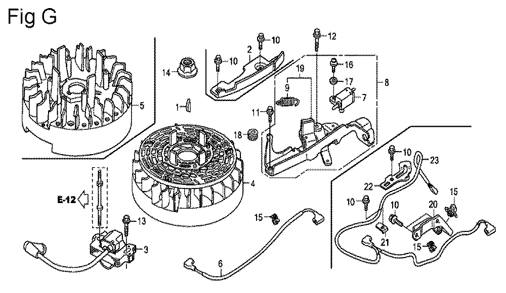 Fig-7 Diagram and Parts List for GSV190A Type N2G7 Honda Engine