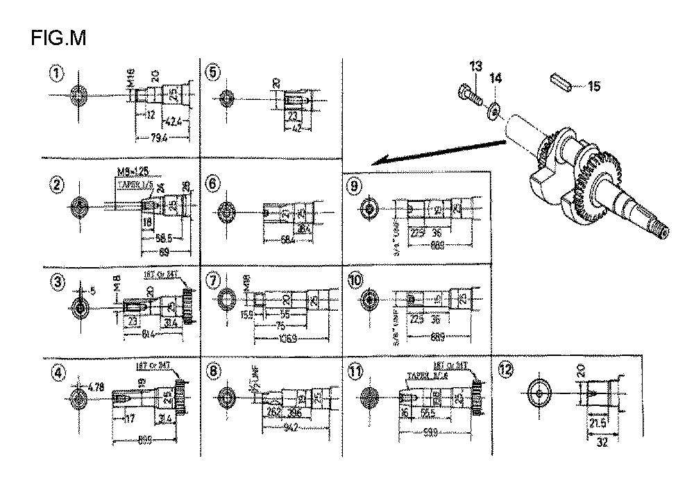 Fig-15 Diagram and Parts List for GX160U1 Type TCS2 Honda Engine