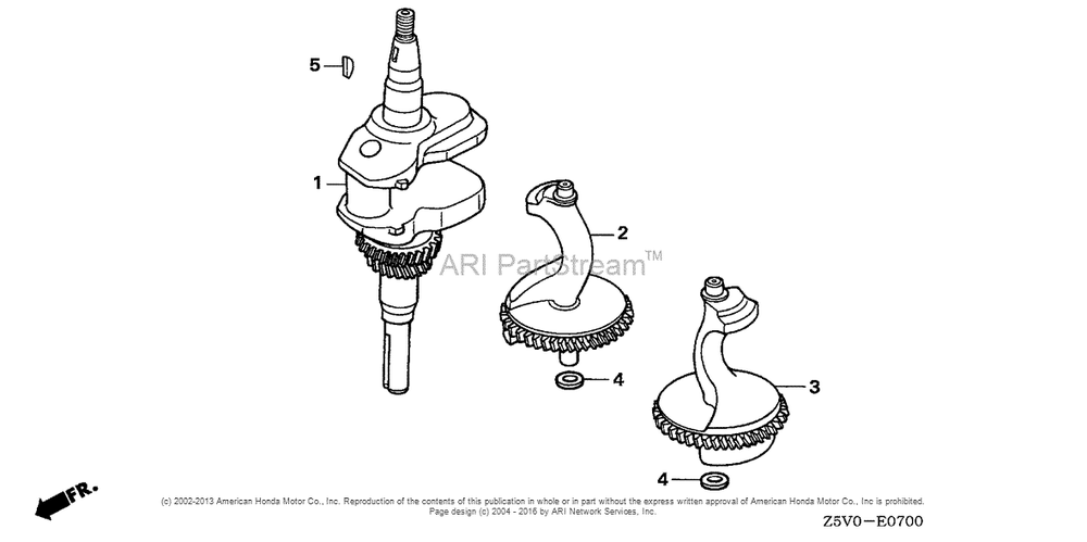 Crankshaft Diagram and Parts List for GXV390RT1 (typeDCST)(GJADT-1000001) Honda Engine