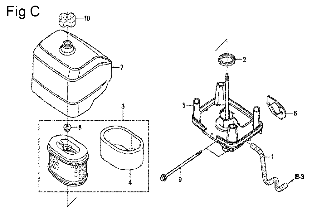 Fig-3 Diagram and Parts List for GC160A Type QHPA Honda Engine