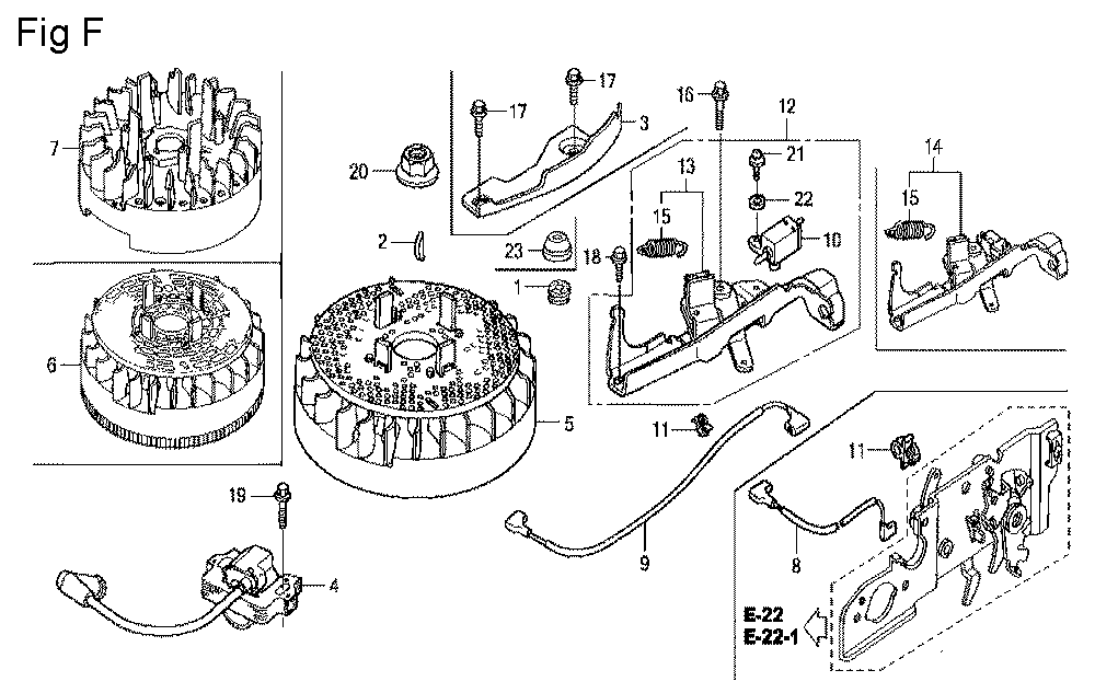 Fig-6 Diagram and Parts List for GCV160LA Type N5AF Honda Engine