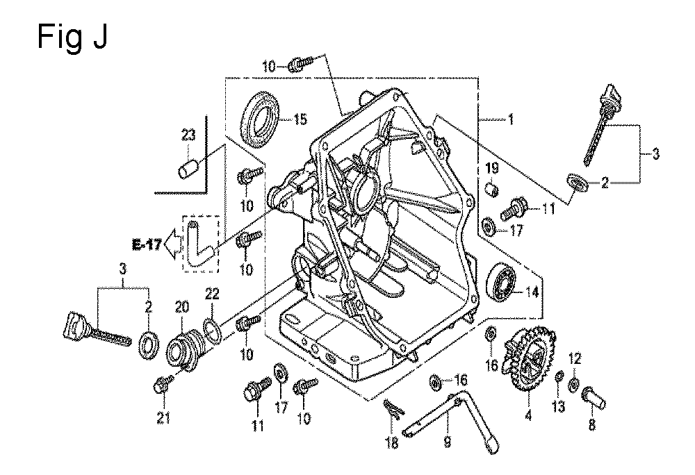 Fig-10 Diagram and Parts List for GC160 Type SHE6 Honda Engine