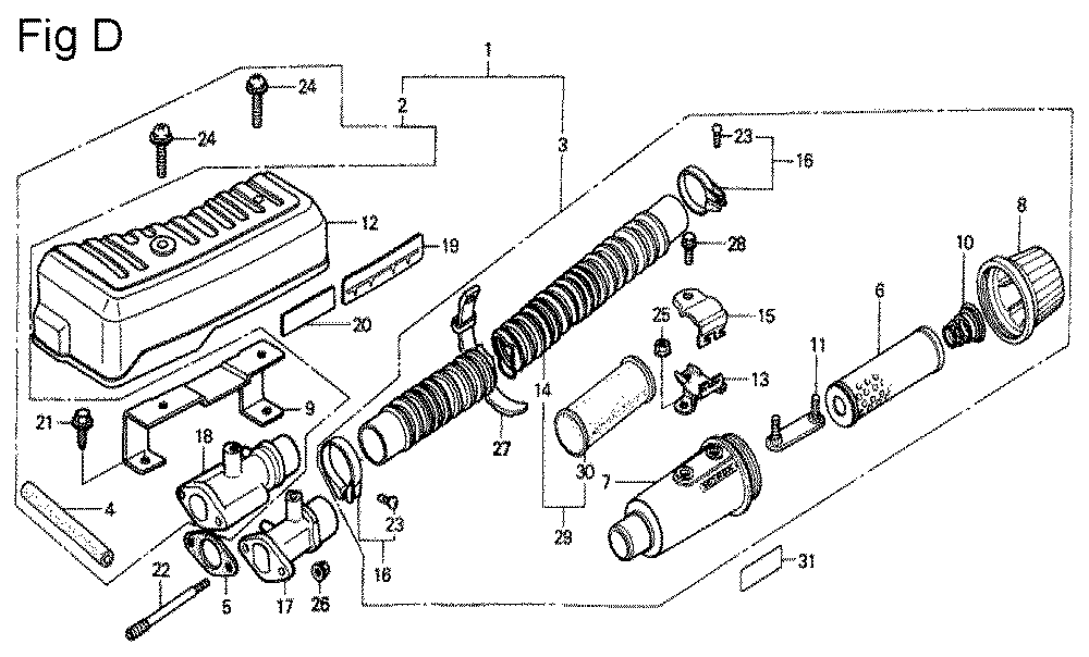 Fig-4 Diagram and Parts List for GV150K1 Type SMA Honda Engine