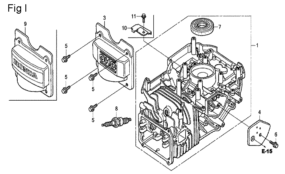 Fig-9 Diagram and Parts List for GCV190A Type N5AF Honda Engine