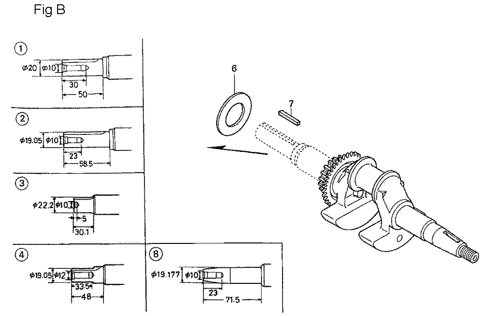 Fig-2 Diagram and Parts List for GC190A Type QHA2 Honda Engine