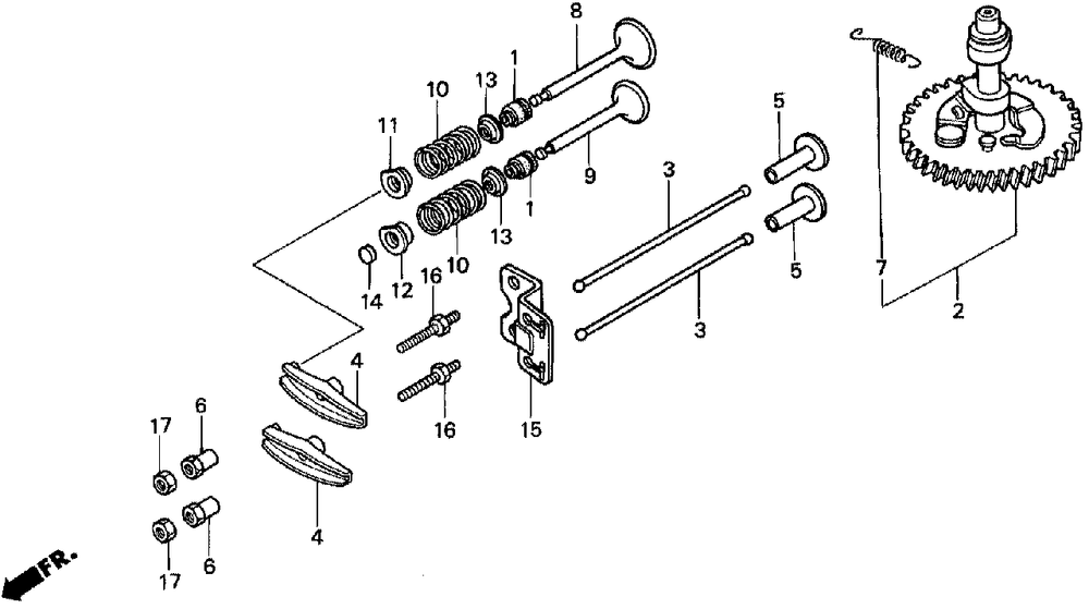 Camshaft Diagram and Parts List for H3011 (Type  SA)(MZAJ-5000001 - 6000000) Honda Lawn Mower