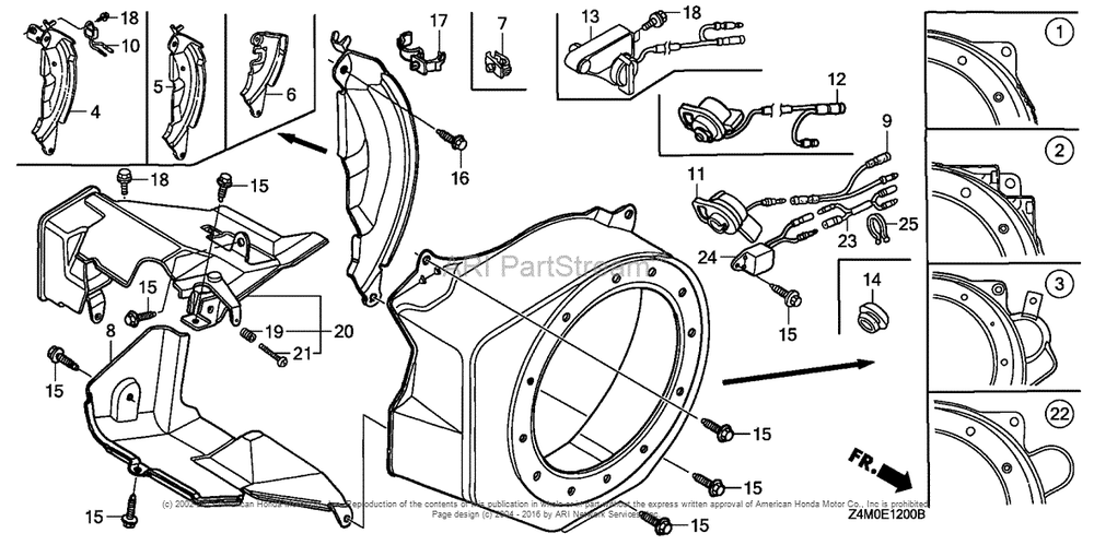 Fan Cover Diagram and Parts List for GX160RT1 (typeRHG4)(GCAFT-1000001) Honda Engine