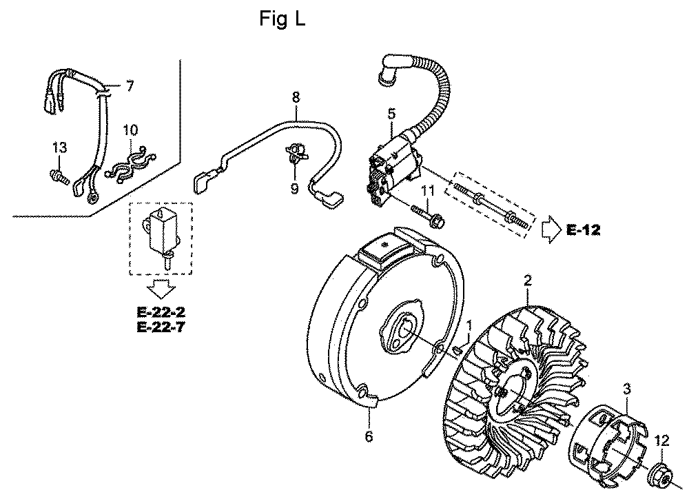 Fig-12 Diagram and Parts List for GC160A Type QEA Honda Engine