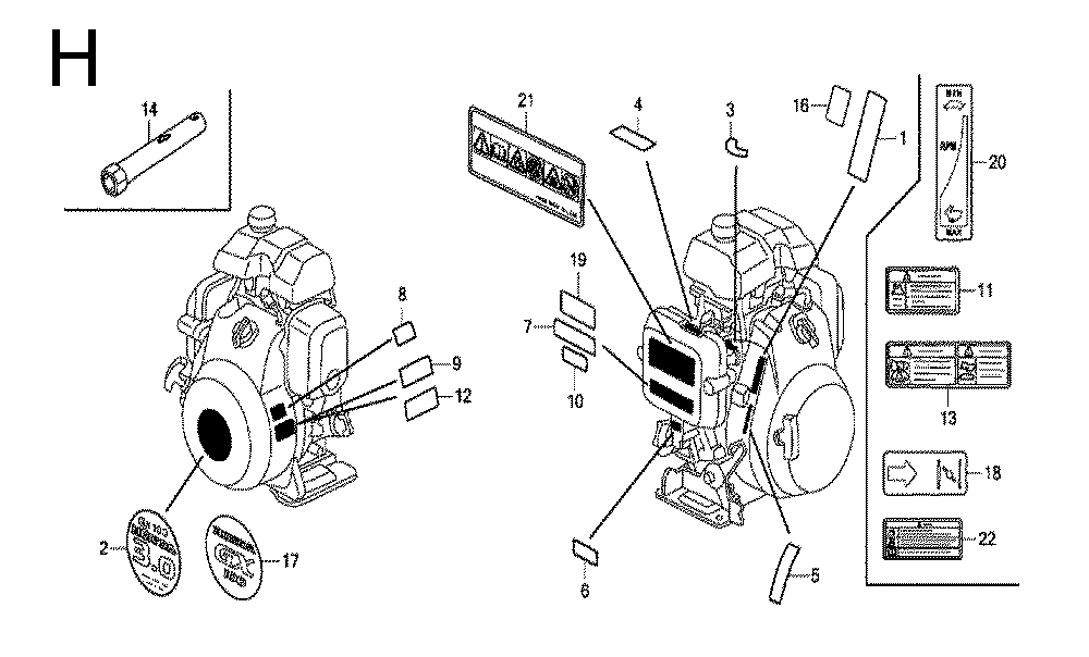 Fig-8 Diagram and Parts List for GX100 Type QA2 Honda Engine