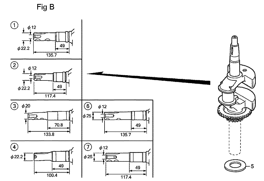 Fig-2 Diagram and Parts List for GSV190A Type A1AE Honda Engine