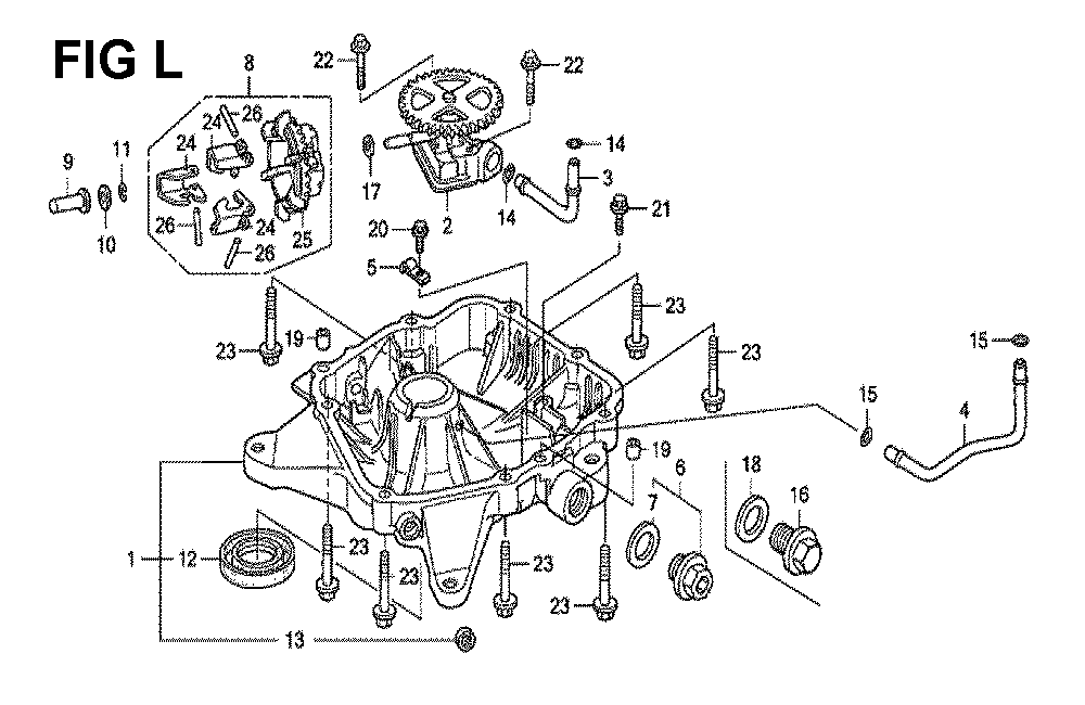 Fig-4 Diagram and Parts List for GXV520U Type QEA3 Honda Engine