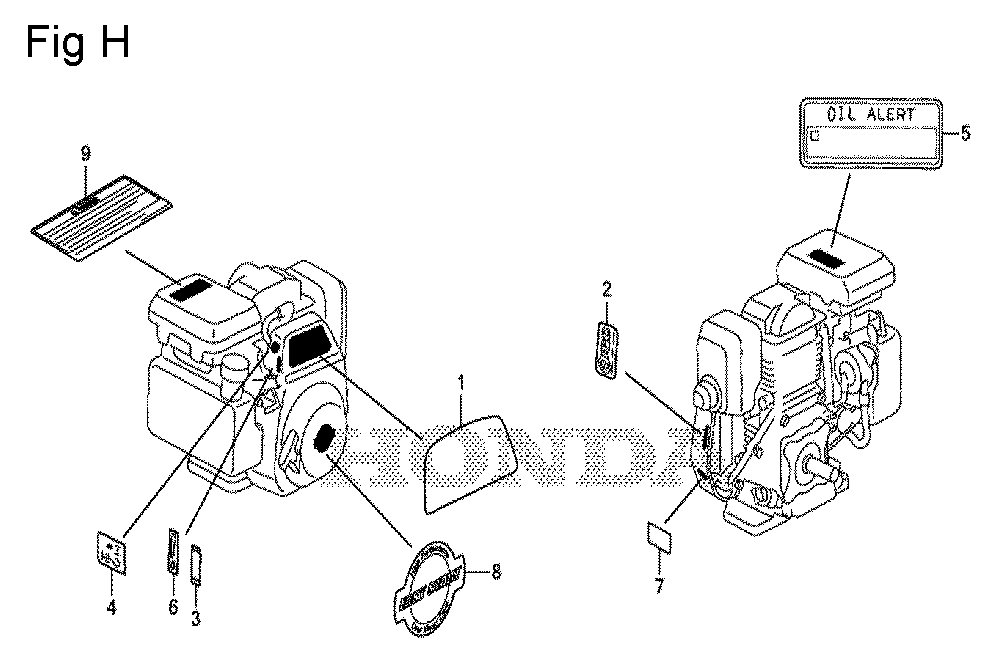 Fig-8 Diagram and Parts List for GS190A Type QBA Honda Engine