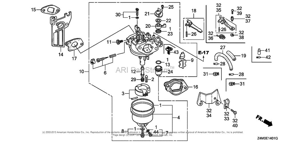 Carburetor (2) Diagram and Parts List for GX160RT1 (typeRHG4)(GCAFT-1000001) Honda Engine