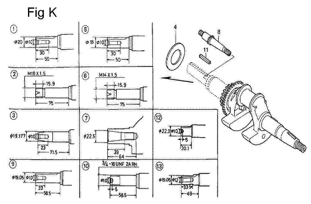 Fig-11 Diagram and Parts List for GC160 Type QHE5 Honda Engine