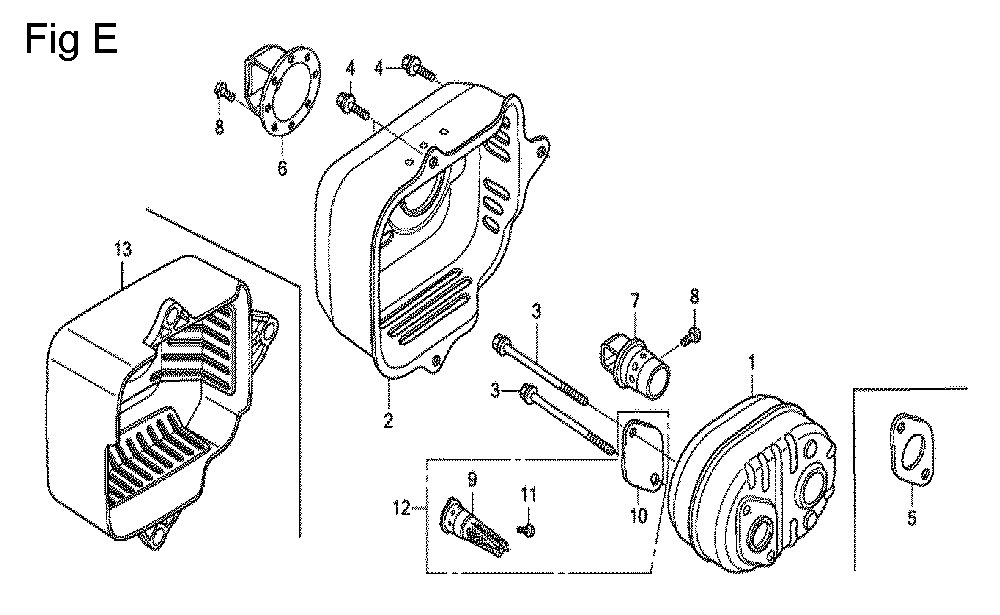 Fig-5 Diagram and Parts List for GCV160A Type E1A2 Honda Engine