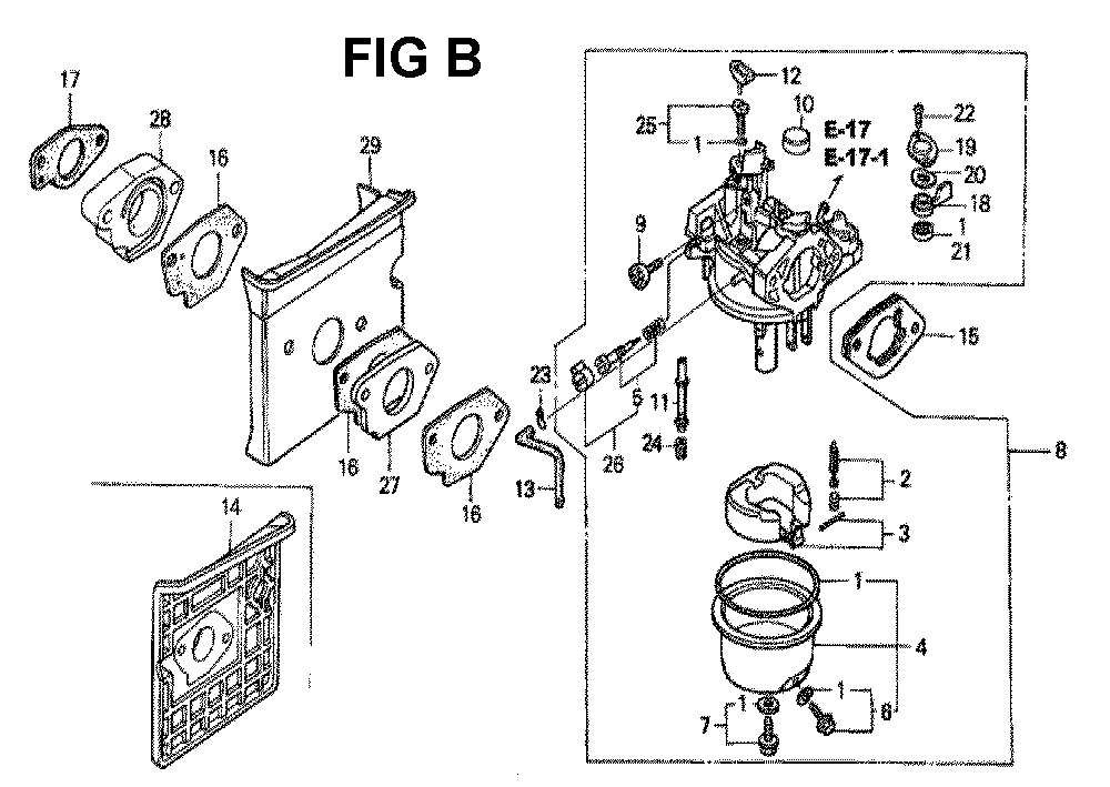 Fig-9 Diagram and Parts List for GXV340K2 Type DAP6 Honda Engine
