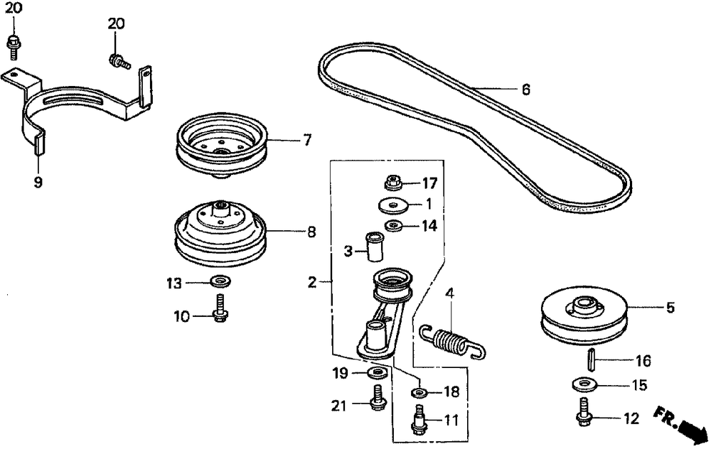 Engine Pulley Diagram and Parts List for H3011 (Type  SA)(MZAJ-5000001 - 6000000) Honda Lawn Mower