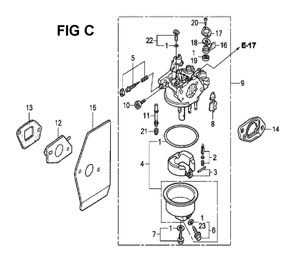 Fig-9 Diagram and Parts List for GXV160H2 Type SFL Honda Engine