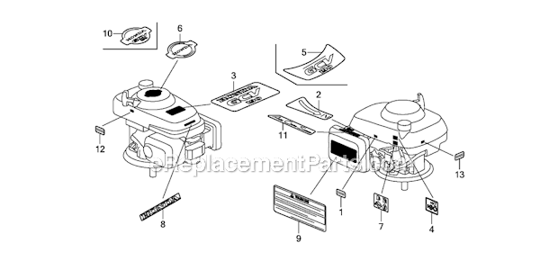 Label Diagram and Parts List for GCV190LAN5AV GJAAA-1607129 Honda Engine