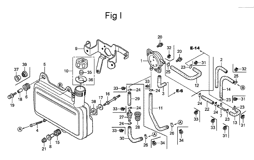 Fig-10 Diagram and Parts List for GC135 Type WKT2 Honda Engine