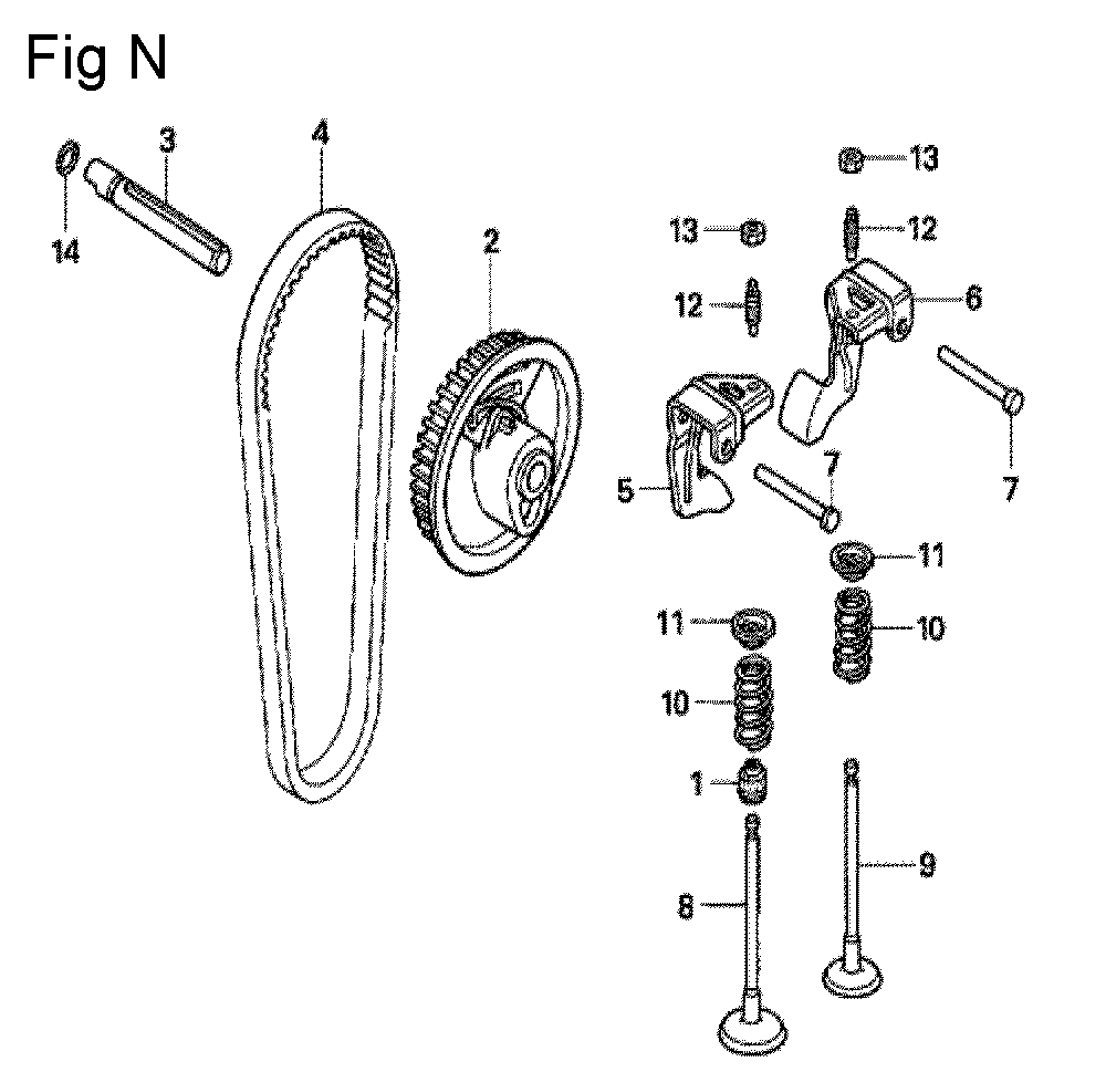 Fig-14 Diagram and Parts List for GX100U Type BE14 Honda Engine