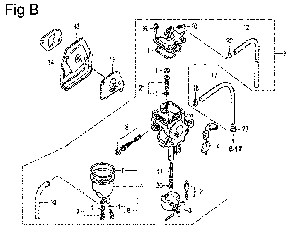 Fig-2 Diagram and Parts List for GX100U Type KRS2 Honda Engine