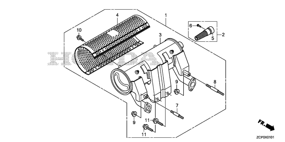 Muffler Kit (High-L.) Diagram and Parts List for GX630RHX (Type TDCC)(GCAMH-2000001-9999999) Honda Engine